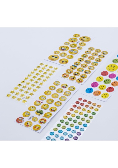 6 Adet Karışık Kabartmalı Yapışkan Sticker, Şekilli Gülen Yüzler 1