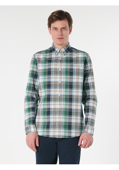 Colin's Regular Fit Ekoseli Yeşil Erkek Uzun Kol Gömlek CL1063200_Q1.V1_GRN