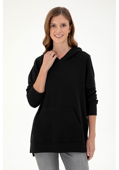 U.S. Polo Assn. Kadın Siyah Kapüşonlu Sweatshirt 50296944-VR046