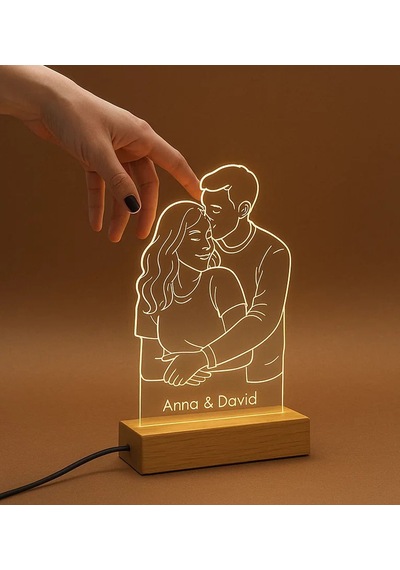 Bk Gift Kişiye Özel İsimli Line Art Tasarımlı Dekoratif Led Lamba, Gece Lambası, Sevgiliye Hediye, Işıklı Pleksi Biblo, Eşe Hediye