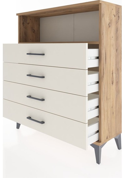 Arges Şifonyer Tek Raflı 4 Çekmeceli 88x30x106 Çam-aytaşı Atlas Çam