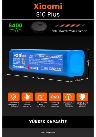 Xıaomı Robot S10+ Plus 6400mAh Robot Süpürge Bataryası