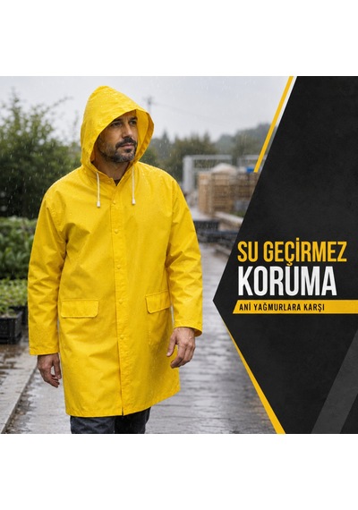 Kupa Sarılux Sarı Yağmurluk Xxl Su Geçirmez Pvc Kaplı Kapüşonlu Kup8300