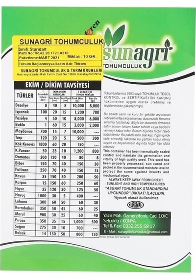 Sunagri Şalgam Tohumu