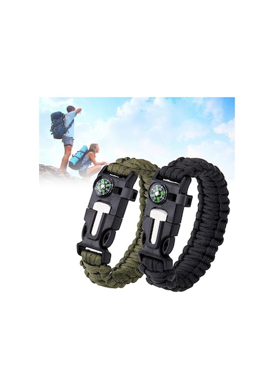 Acil Durum Taktiksel Paracord Hayatta Kalma Survival Bilekliği Haki