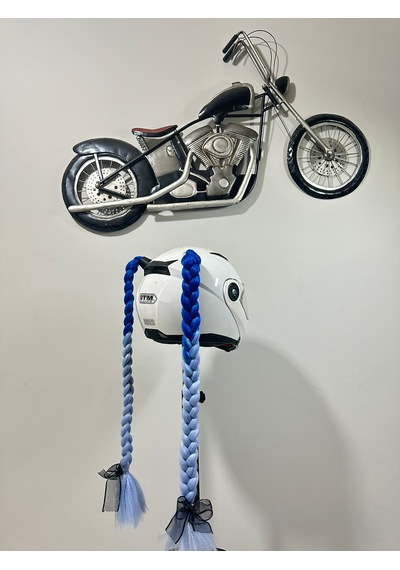 Motor & Motosiklet Mavi Ombreli Çift Örgü Saç Kask Dış Aksesuar Diğer