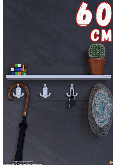Kedi 12 Kancalı Hol Askısı 3'lü Set 56,4x19 Cm - Şık Tasarım, Çok Amaçlı Düzenleyici Ve Yer Tasarrufu Gri