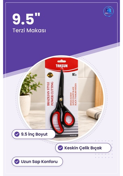 Makas Büyük Terzi 9.5" Keskin Çelik Kumaş Kesim Dikiş Hobi Terzil
