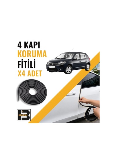 Dacia Sandero 1.nesil Kapı Koruma Fitili-4 Kapı-siyah-bm2197