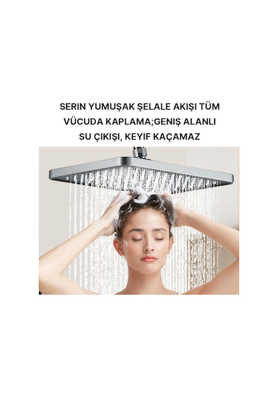 Piano 5 Fonksiyonlu Kendinden Banyo Bataryalı Dijital Akıllı Robot Duş Seti Tepe Duş Seti Gri