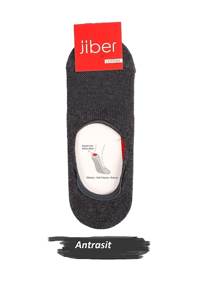 Jiber Erkek Pamuklu Likralı Babet Çorap 7108 - 12 Adet Antrasit