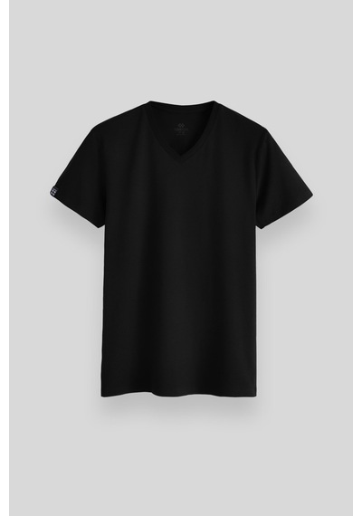 Tommy Life Tommy Lıfe Siyah Erkek Basic Kısa Kol Standart Kalıp V Yaka T-shirt - 87912 T10er-87912 001