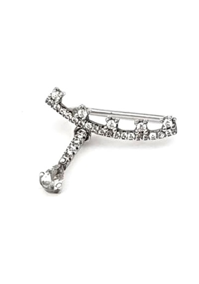 Pırlanta Işıltısında Zirkon Taşlı Gümüş Earcuff Tek Küpe N11.75981