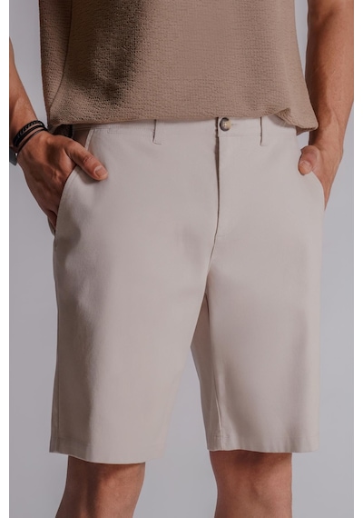 Braccas Erkek Yandan Cepli Klasik Bel Relaxed Fit Chino Şort Bej Bej
