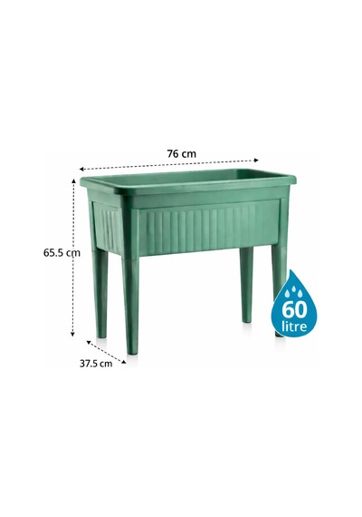 So-ab03 Plastik Ayaklı Bahçe Yetiştirme Saksı Takımı 60 Lt Yeşil 3 Adet