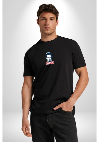 Breaking Bad Siyah Oversize Unisex Ön Orta Minimal Baskılı Tişört Siyah