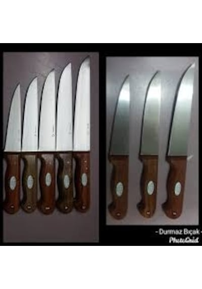 Durmaz Paslanmaz Çelik Ahşap Saplı Bıçak Seti 5'li 1 Adet