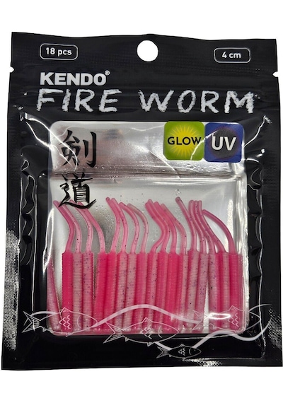 Kendo Fire Worm Lrf Silikonu 5cm 18 Adet White Pink
