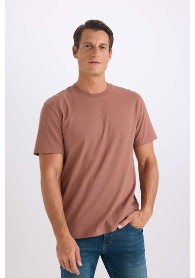 DeFacto %100 Pamuk New Regular Fit Bisiklet Yaka Basic Düz Kısa Kollu Tişört V7699AZ25SPBN307