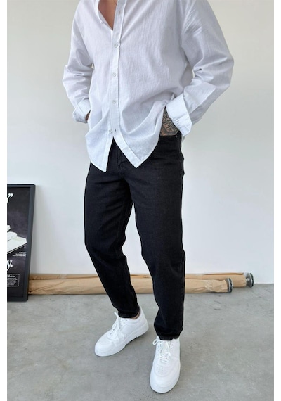 Antrasit Basic Boyfriend Pantolon Antrasit