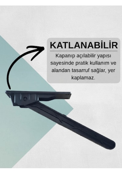 4'lü Katlanabilir Yer Sofrası Ayağı 4 Kademeli Laptop Sehpa Sini Kamp Masası Plastik Ayak Siyah 21cm Siyah