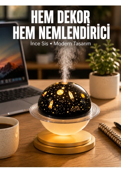 Hava Nemlendirici Renk Değiştiren Oda Kokusu Yıldızlı Projektör Sarı