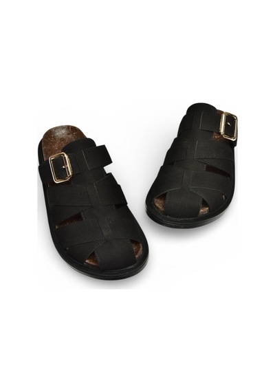 Fox Shoes Y250506002 Siyah Süet Önü Kapalı Kadın Terlik Siyah