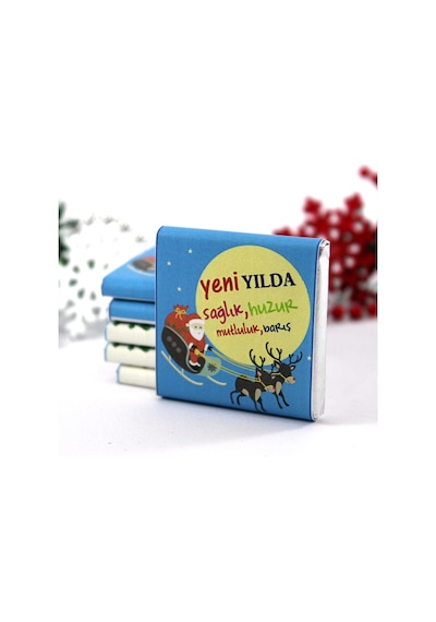 Dark Brown Yılbaşı Yeni Yıl Tebrik Çikolatası Özel Mesajlı 48 Adet Madlen