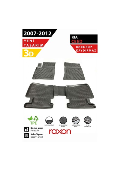 Kia Ceed 2007-2012 3d Havuzlu Paspas Tam Uyumlu Su Geçirmez, Kaymaz