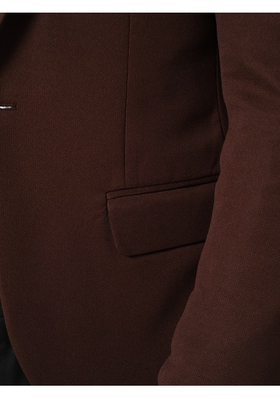 Bonesti Erkek Slim Fit Blazer Ceket Kahverengi Koyu Kahve