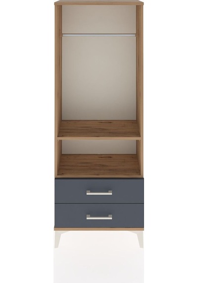 Arges Dolap 2 Raflı 2 Çekmeceli Tek Askılı 60x30x163 Çam-antrasit Atlas Çam