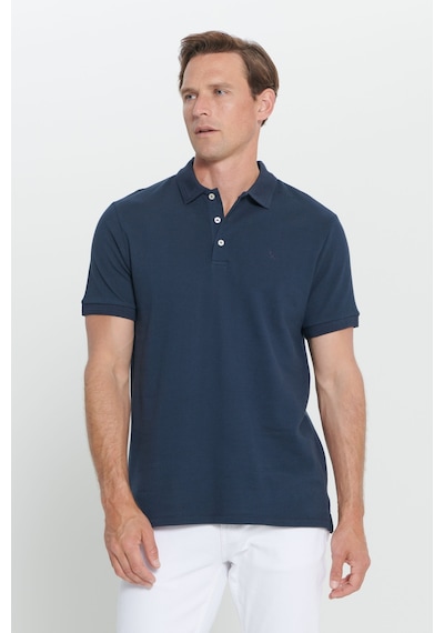 AC&Co / Altınyıldız Classics Erkek Lacı Slim Fit Dar Kesim Polo Yaka %100 Pamuk Kısa Kollu Tişört Lacı Lacivert