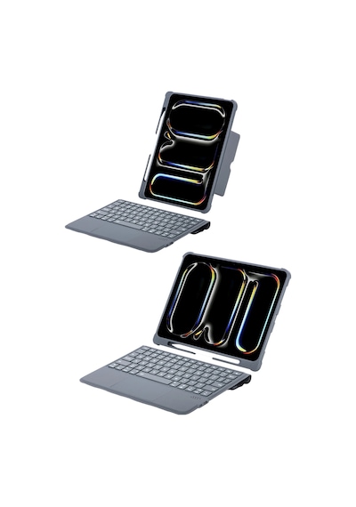 Gld-spt- Newface T5510d Apple Uyumlu iPad Pro 13 2024 Kılıf Palermo Ledli Klavyeli Standlı Tablet Kılıfı - Siya