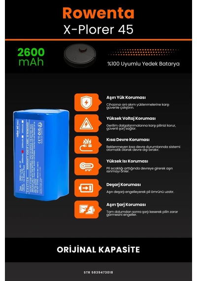 Rowenta X-plorer 45 2600mah Robot Süpürge Bataryası