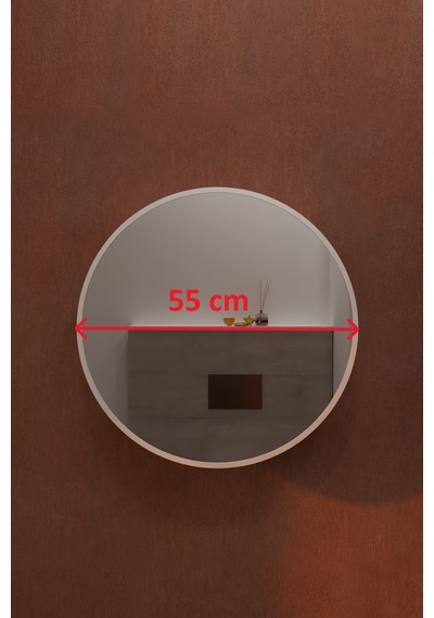 Oval Aynalı Banyo Dolabı Modern Duvar Tipi Banyo Dolabı Beyaz