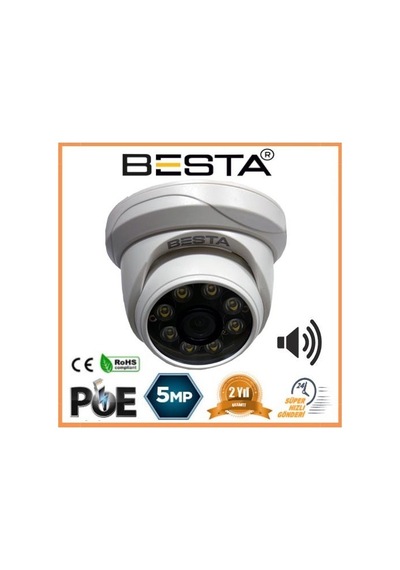 5 Mp Ip Poe Dahili Mikrofonlu Dome Güvenlik Kamerası Kd-5250