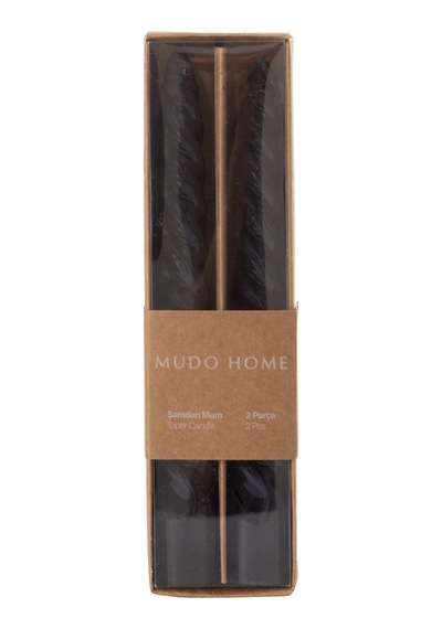Mudo Home 2li Burgulu Şamdan Mum Siyah 18cm 11358747