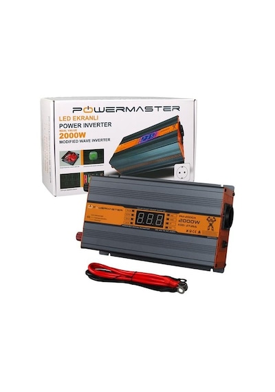 Powermaster 12 V Volt 2000 W Watt Modifiye Sinüs Led Ekranlı Power İnverter