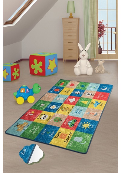 Learning Çocuk Halısı Djt Çocuk ve Bebek Halısı Yıkanabilir ,Kaymaz Taban Leke Tutmaz Çok Renkli