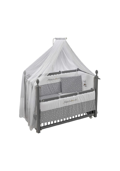 Meltem Kids Kral Sallanır Ahşap Anne Yanı Beşik 60 x 120 CM Gri - Moon Gri