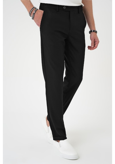 Efor Comfort Fit Beli Lastikli Dokulu Siyah Jogger Pantolon P 1186 Siyah