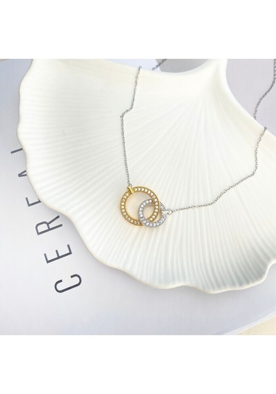 Çift Halka Kolye Tamtur Taşlı 316l Paslanmaz Çelik Kolye Gold Silver 41+5cm Altın - Gümüş Çift Halka Kolye Tamtur Taşlı 316l Paslanmaz Çelik Kolye Gold Silver 41+5cm Altın - Gümüş