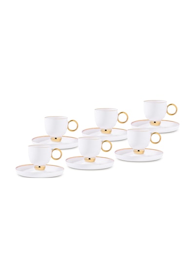 Aryıldız Margaux Gold 12 Parça 6 Kişilik Türk Kahve Fincanı Çok Renkli