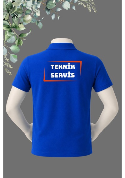 Dafri Teknik Servis Baskılı Polo Yaka Tişört Mavi