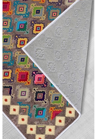 Rovigo Home Dijital Baskı Yıkanabilir Kaymaz Taban Salon Halısı RVG0353 Çok Renkli