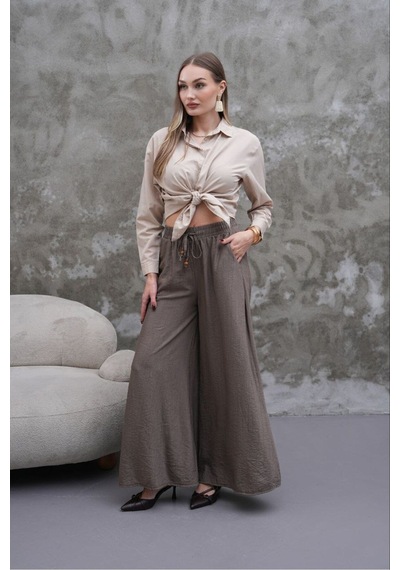 Rawea Kadın Modal Kumaş Etek Pantolon - Oversize & Geniş Paça Füme