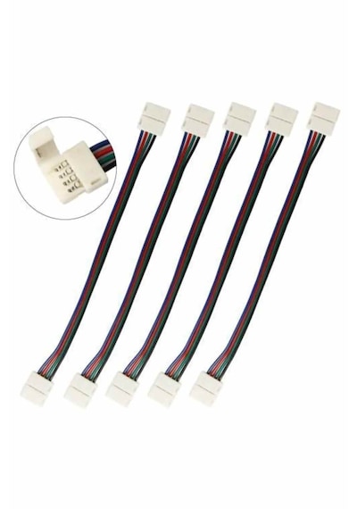5 Adet 15 Cm Rgb Şerit Led Ekleme Aparatı 4 Pin Kablo Birleştirme