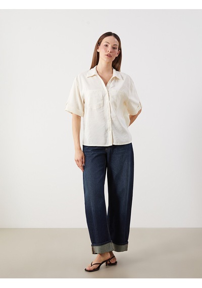 Lcw Comfort Sarı Modal Karışımlı Oversize Kadın Gömlek