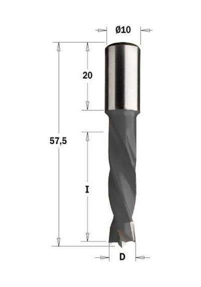 10x30x57,5 S:10x20 Sağ Dübel Y.delik Matkap Ucu