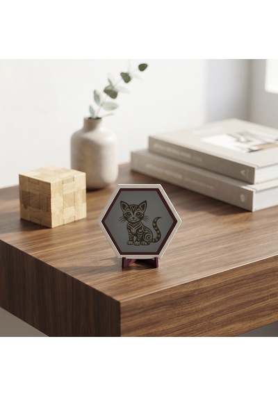 Minimalist Kedi Desenli Dekoratif Masaüstü Süsü Ofis Köşelerinizi Tamamlayan Zarif Ve Şık Bir Tasarım 10x10 Cm, Kül Gri